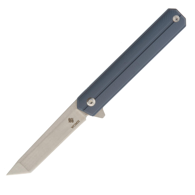 Nóż składany Womsi Wolf Tanto, stal Sandvik 14C28N, ostrze 7,5 cm, rękojeść G10 niebieska