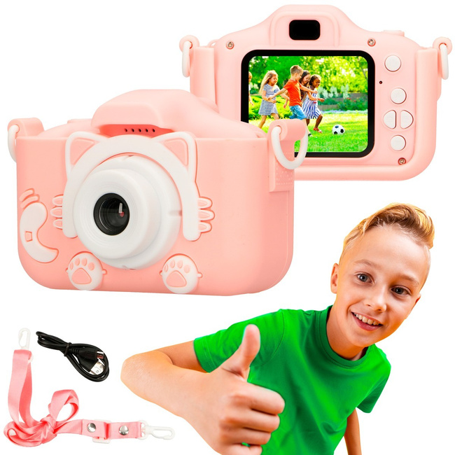 Extralink Kids Camera H27 Single Różowy - Aparat Cyfrowy - 1080p 30fps, Wyświetlacz 2.0"