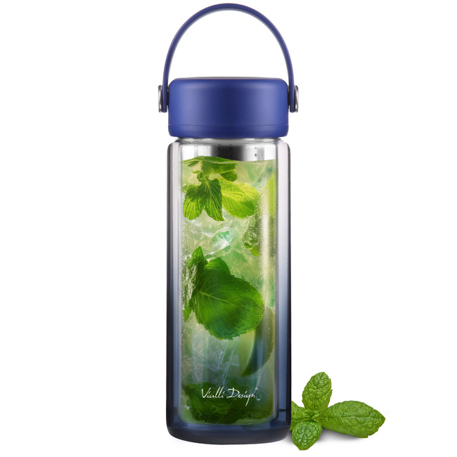 Butelka z podwójną ścianką i zaparzaczem Fuori 350 ml Granatowa 30183 - Vialli Design