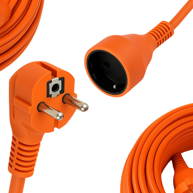Extralink Powerlink | Przedłużacz zasilający sieciowy | 50m, Pomarańczowy, Bez uziemienia, 2 x 1,5mm2