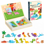 EXTRALINK Kids Układanka Magnetyczna 64 el Dinozaury Książka Puzzle dla Dzieci