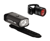 Lampki rowerowe LEZYNE MINI DRIVE 400 przód 400 lumenów, FEMTO DRIVE tył 7 lumenów, USB czarne (NEW 2021)