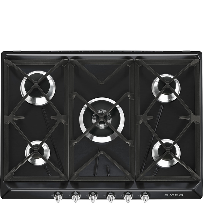 Smeg - Płyta Gazowa, 70 Cm, Victoria, Czarny Victoria Sr975ngh Czarny (Chromowane Pokrętła).