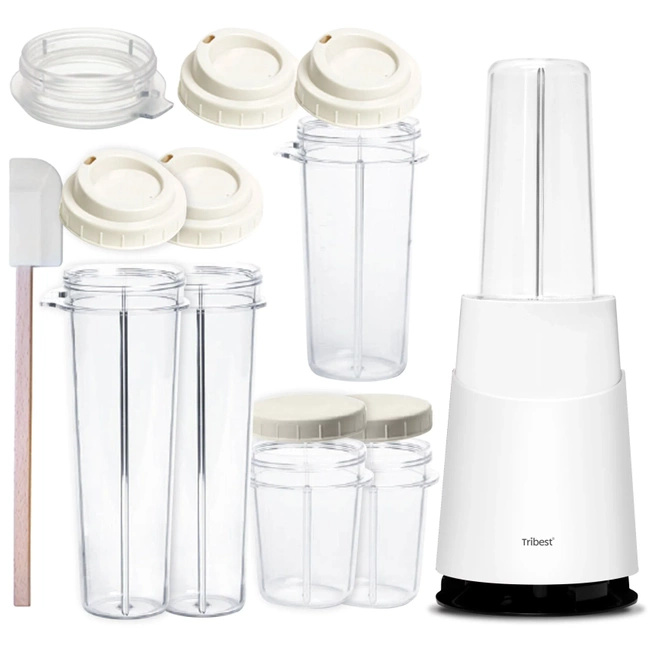 Blender Personalny II Mason Jar Ready White (zestaw 16 elementów) - Tribest