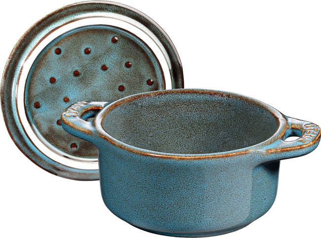 Staub Gift Giving Mini Cocotte Okrągły 200 ml, Antyczny turkusowy