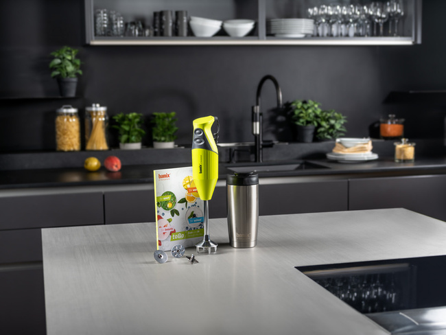 Blender ręczny Bamix M200 ToGo z bidonem w zestawie - Limonkowy