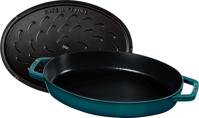 Owalna żeliwna brytfanna do ryb 32 cm, Morski - Staub