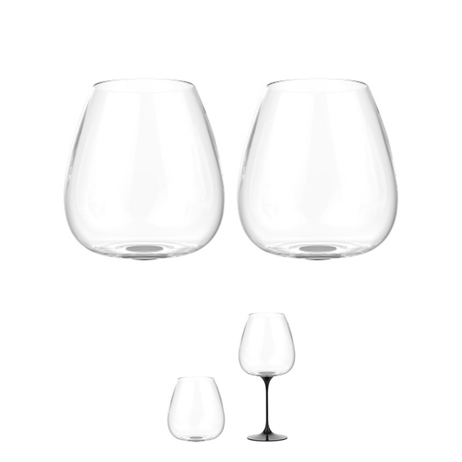 Kieliszki do wina Trebonn SplitGlass Origini Langhe, czarne, 650 ml, 2 szt., bez nóżki