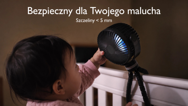 Momcozy Pf01 Portable Stroller Fan | Wiatraczek do wózka | Przenośny, czarny