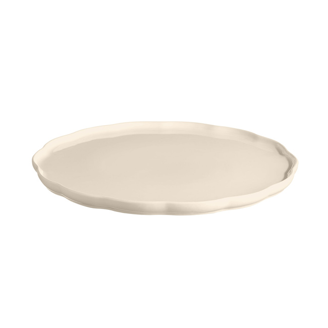 Patera do ciasta Emile Henry Madeleine 31 cm, okrągła, kremowa, ceramiczna