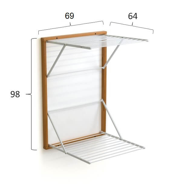Arredamenti Koral Naścienna suszarka na pranie - 98 x 69 cm, Brązowy