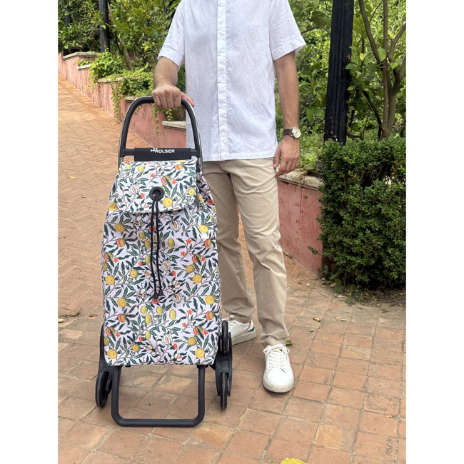 Wózek na zakupy po schodach Rolser I-Max William Morris 6L Pomegranate, 6 kół, torba 43 l