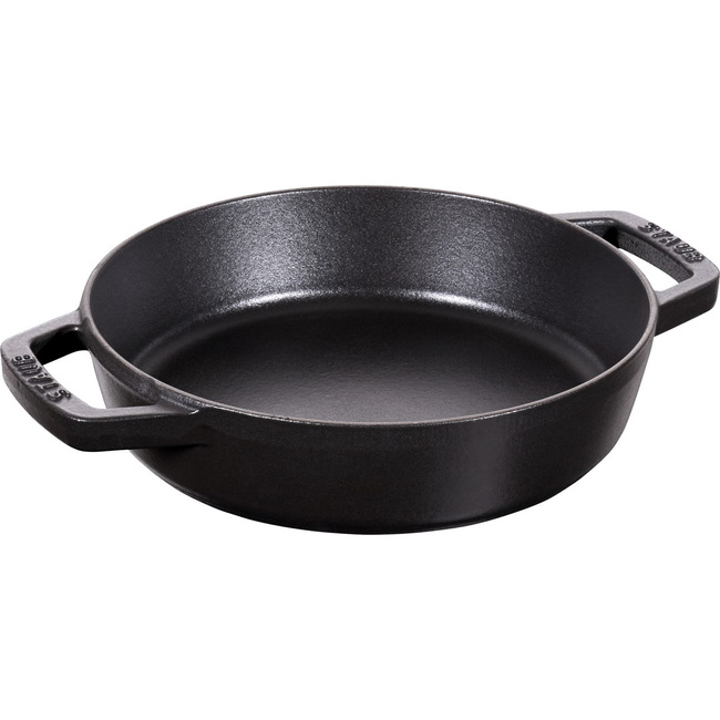 Patelnia żeliwna z dwoma uchwytami 20 cm, czarny - Staub
