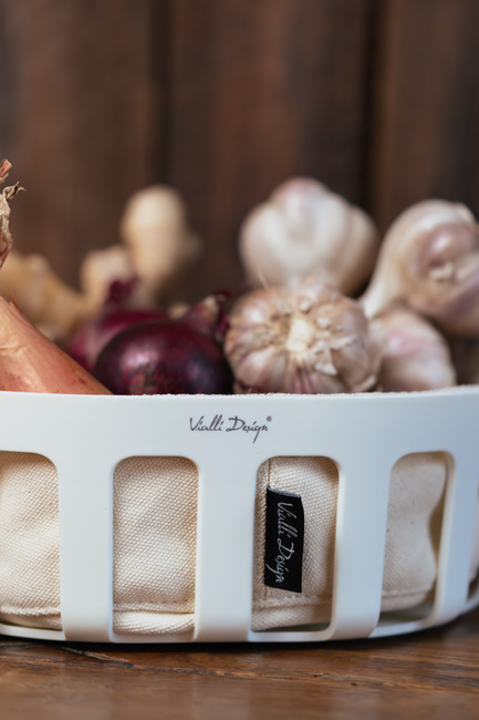 Koszyk na pieczywo z wkładem bawełnianym Livio biały 29866 Vialli Design 