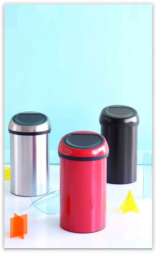 Kosz na śmieci Brabantia Touch Bin 60 l, stal matowa, z szerokim otworem