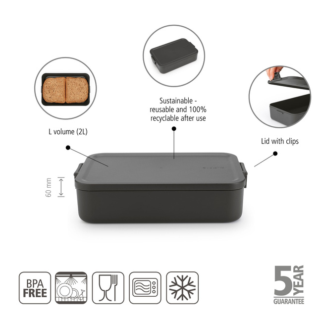 Pojemniki na lunch duże Dark Grey - Brabantia