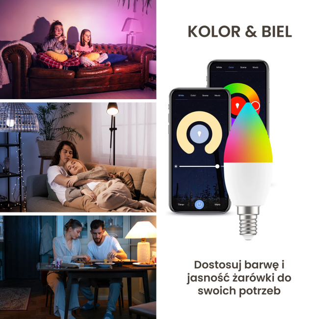 Extralink Smartlife | Żarówka LED | E14 C37 2700-6500K WiFi 220-240V, Tuya