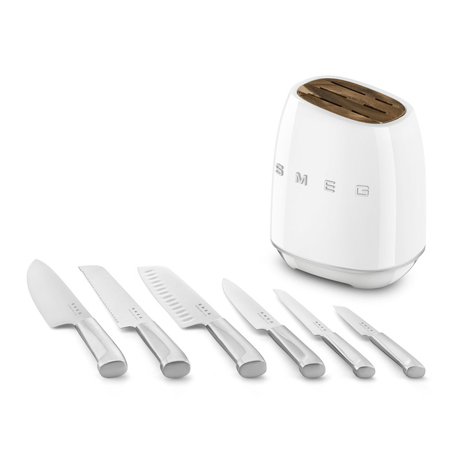 Smeg - Blok z zestawem 6 noży KBSF02WH 50's Style - biały