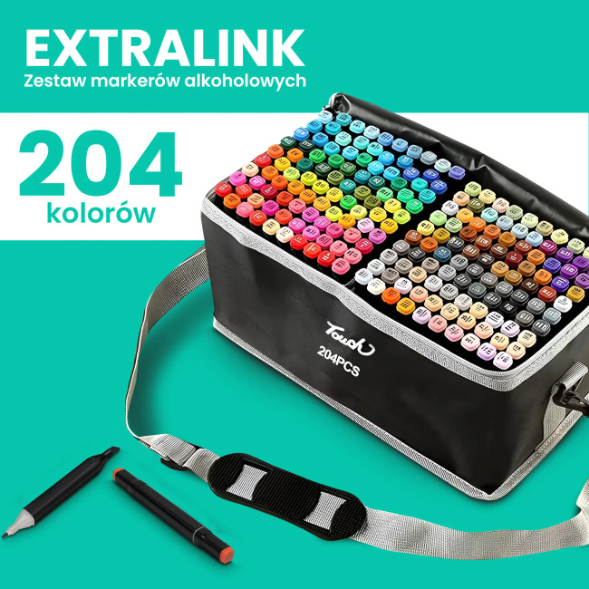 Extralink | Zestaw markerów alkoholowych | flamastry, mazaki, pisaki, 204 sztuk