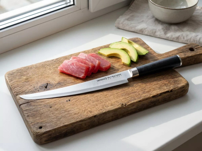 Samura Mo-v Nóż Kuchenny Slicing Tanto Ostrze 24 cm
