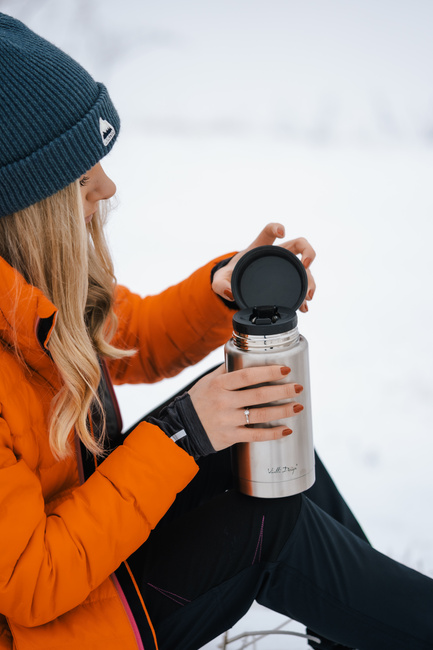Termos obiadowy Vialli Design Fuori 750 ml, stal matowa, ze składaną łyżką