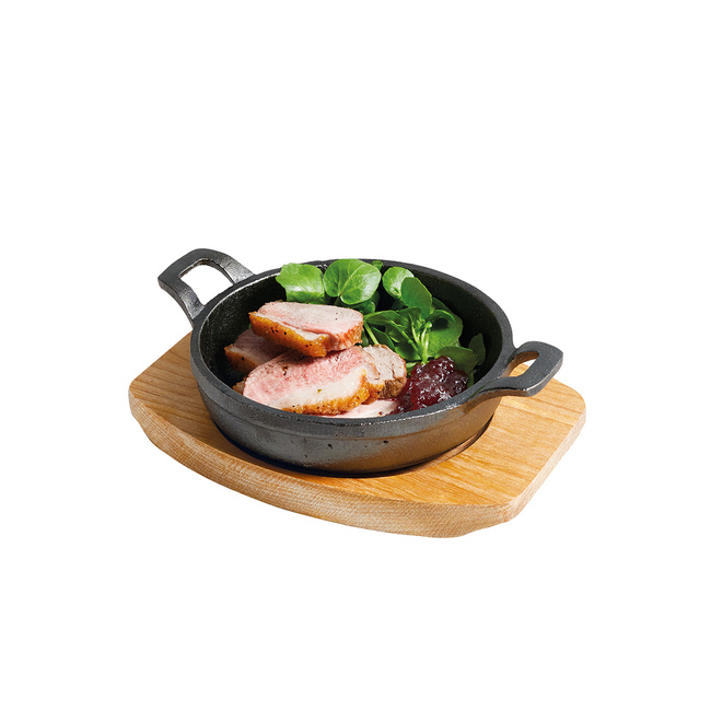 Patelnia żeliwna z rączkami z deską do serwowania 12,5 cm - Artesà