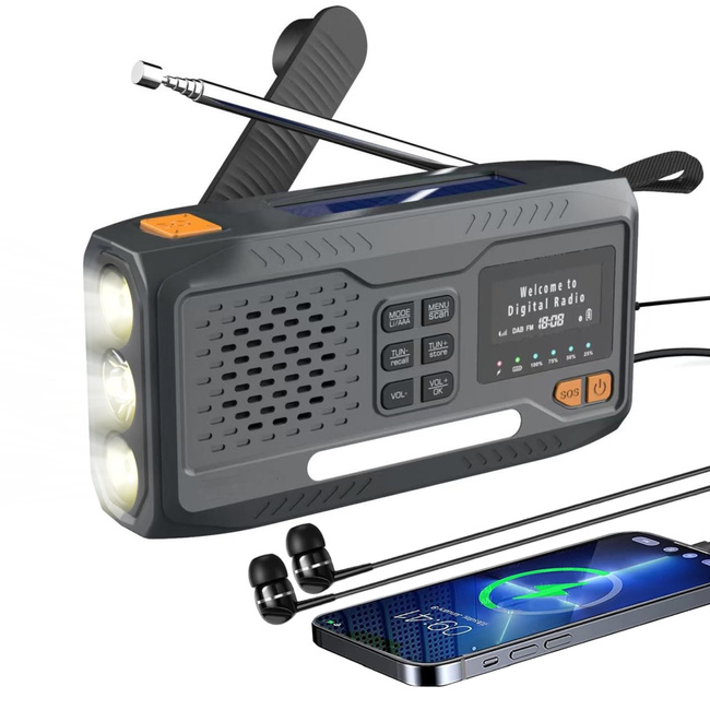 EXTRALINK BT-4000 radio awaryjne Bluetooth solarne z korbką dynamo latarką SOS powerbank 4000mAh