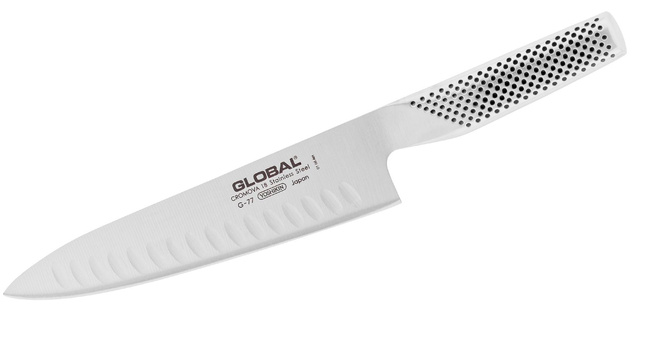 Nóż szefa kuchni Global G-77 ze żłobionym ostrzem, 20 cm