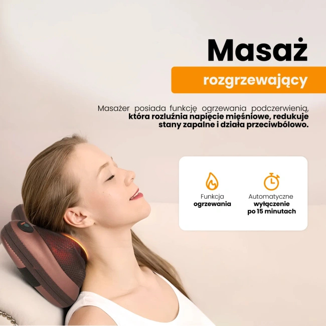 Poduszka masująca Extralink Smart Life Massage Pillow z ogrzewaniem, zasilanie AC/DC