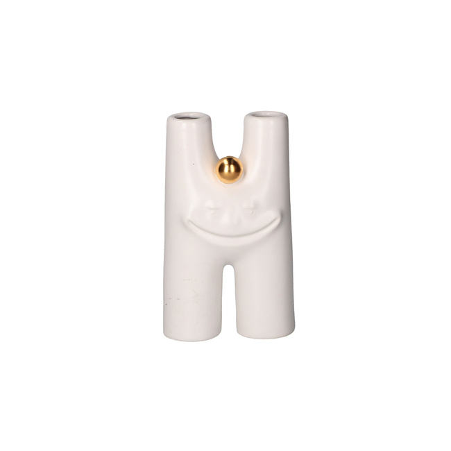 Wazon ceramiczny litera H Rituali Domestici Glinfluencer, biało-złoty, 16 cm