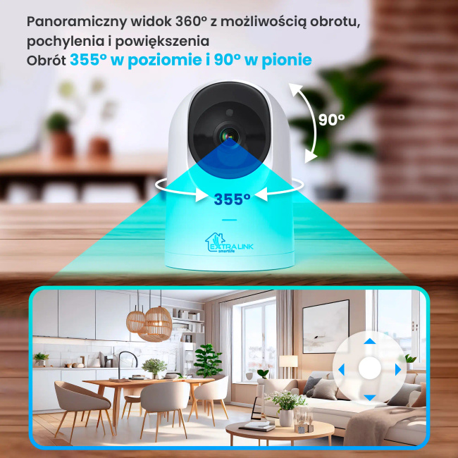 Extralink Smart Life HomeEye | Kamera Ip | Ptz, Wi-Fi, 2.5K, 4Mp, Niania, Tuya