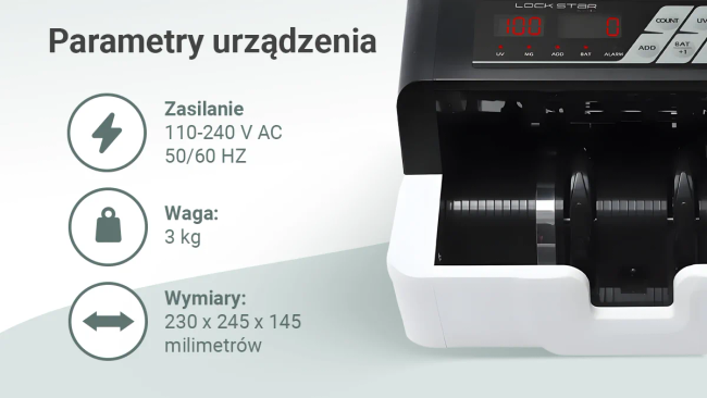 Extralink Lockstar Mg X-300 | Profesjonalna liczarka nominałowa do banknotów | Uv, Ir