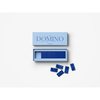 Domino Printworks, jasnoniebieskie, drewniane kostki w pudełku