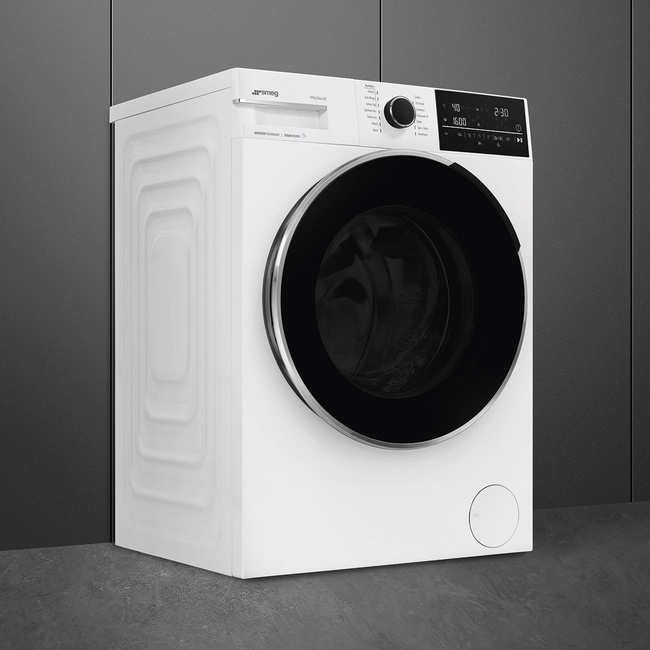 Smeg - Pralko-Suszarka, 8/5kg, 1400, Steam, LCD Universal Wdn854Sldin Biały