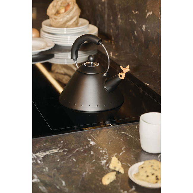 Czajnik z gwizdkiem, Ptaszek, Czarny mat 9093 - Alessi