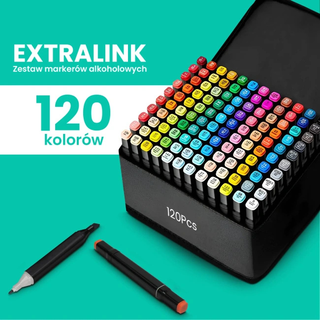 Markery alkoholowe Extralink, duży zestaw 120 sztuk, dwustronne