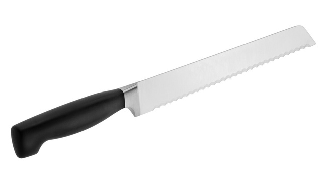 Nóż do pieczywa Zwilling Four Star 23 cm z ząbkami, czarna rękojeść