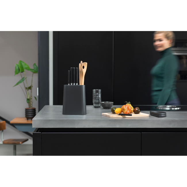 Blok na noże z uchwytem na przybory szary - Brabantia