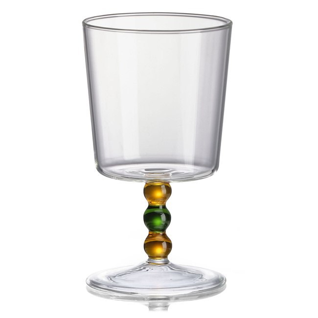 Zestaw 2 niskich szklanek na nóżce bursztynowych zielonych 250 ml Ivv