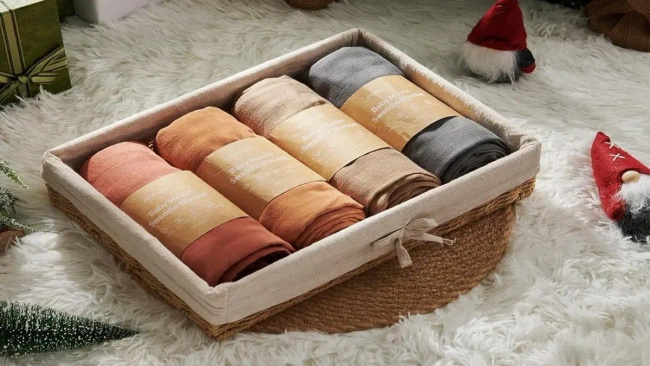 Pieluszki muślinowe Momcozy SJ007 do otulania, 120 x 120 cm, zestaw 4 sztuk