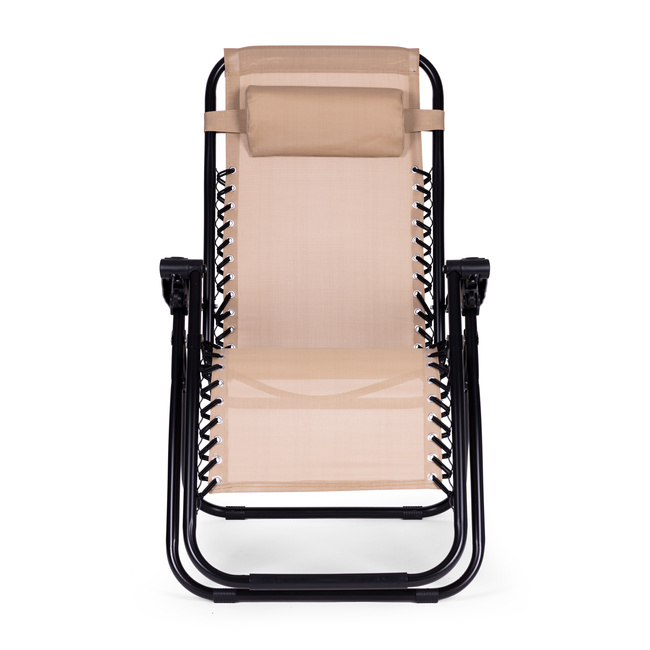 Leżak Fotel Ogrodowy Plażowy Regulowane Oparcie Zero Gravity Modernhome - Beżowy