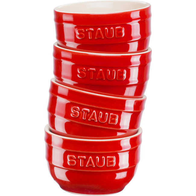 Zestaw 4 Ramekinów Okrągłych 9 Cm, Czerwony - Staub