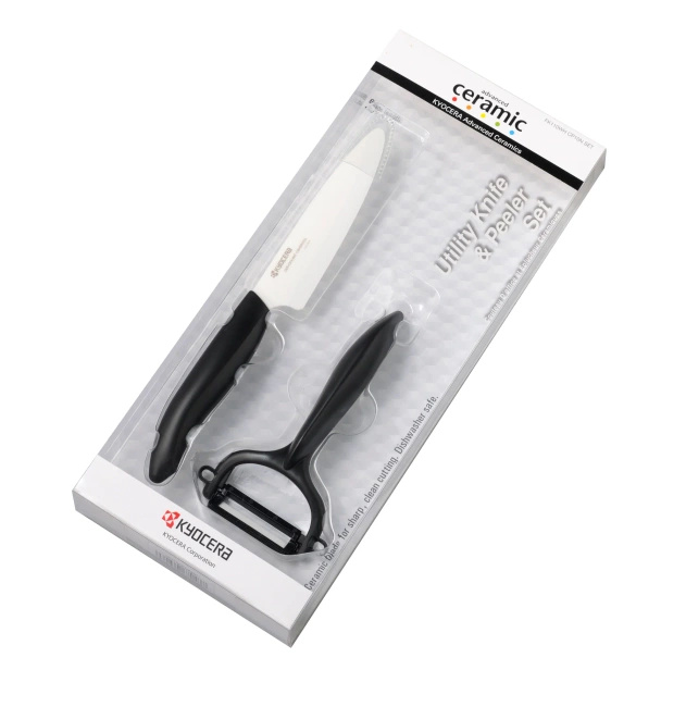 Zestaw nóż uniwersalny Gen 11cm i obieraczka 4cm czarny Kyocera 