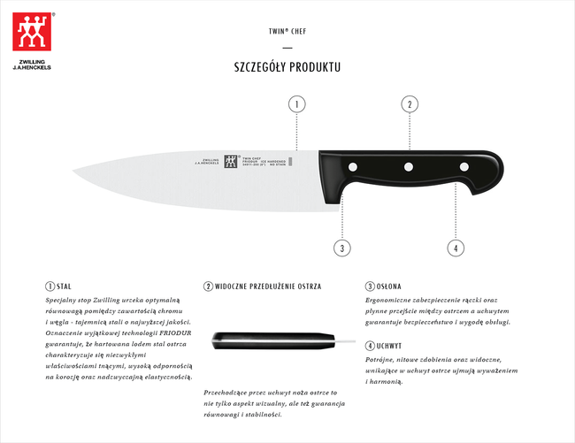 Zestaw 3 noży ZWILLING Twin Chef, ostrza 10, 16 i 20 cm