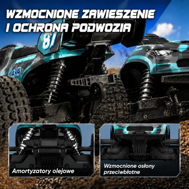 Auto zdalnie sterowane Extralink RC SC10 4WD, niebieskie, skala 1:10, zestaw RTR
