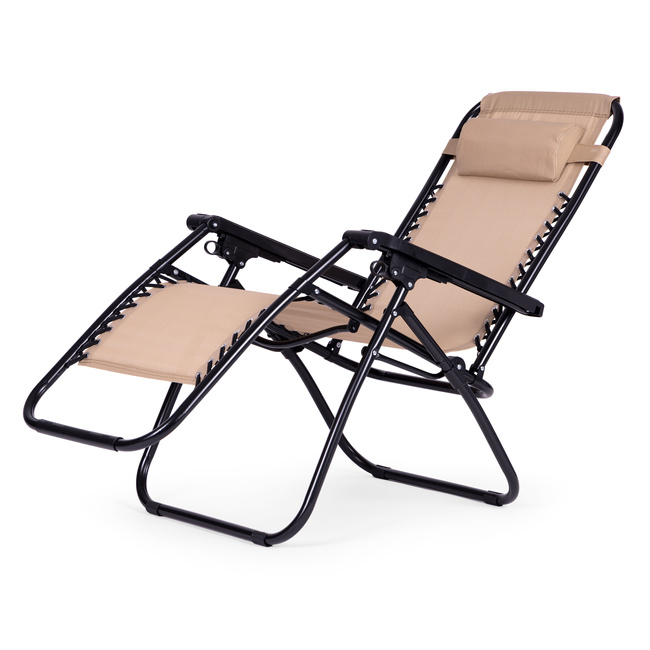 Leżak Fotel Ogrodowy Plażowy Regulowane Oparcie Zero Gravity Modernhome - Beżowy