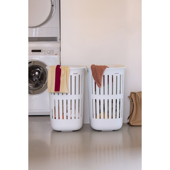 Kosz na pranie Brabantia Collect-It 55 l, biały, z pokrywą Quick-Drop