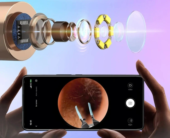 Otoskop z kamerą Bebird Note5 Pro do czyszczenia uszu, 10 MP, niebieski