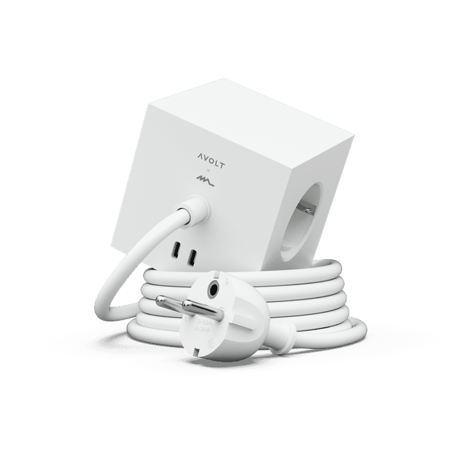 Listwa zasilająca Square 1 z podwójnym Usb-C 30 W i magnetyczną podstawą, 1,8 m - biała - Avolt