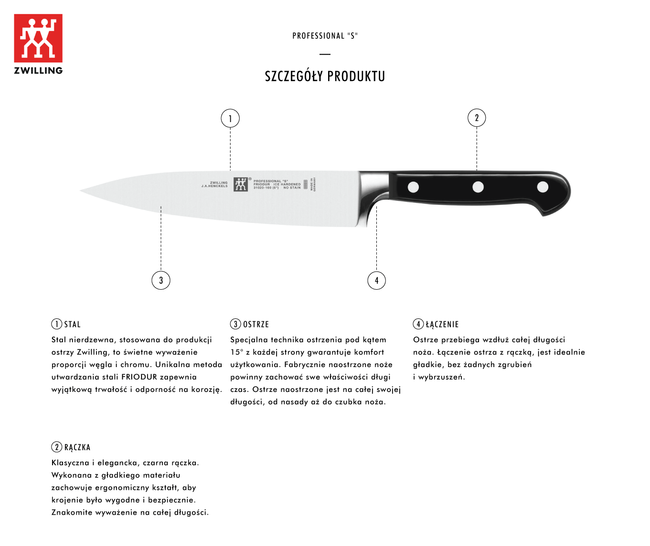 Nóż do wędlin ZWILLING Professional S 16 cm, kuty, stal FRIODUR